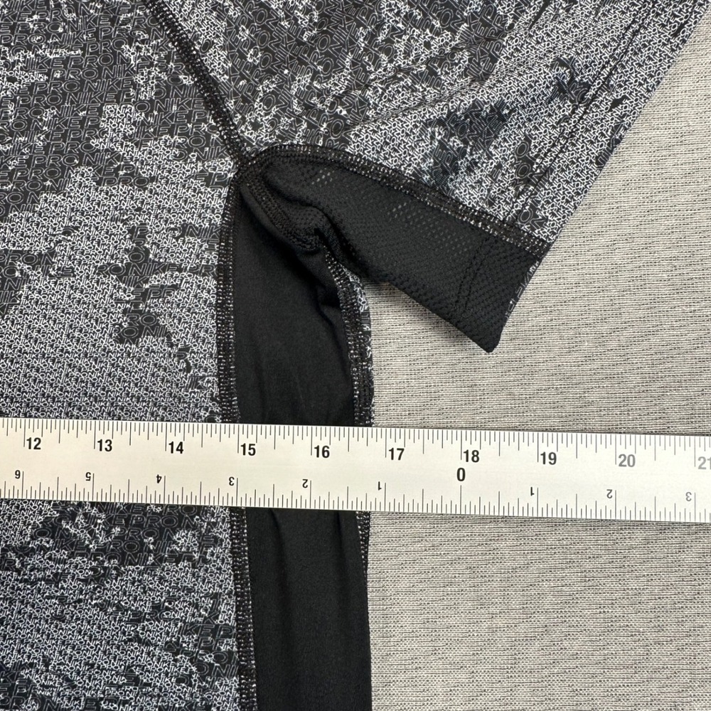 Nike Pro Shirt Womens L Gray Black Logo Camo Training Top Short Sleeve Dri-FIT - Picture 4 of 11